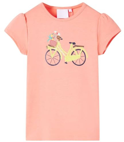 Kinder T-Shirt Kurzarm Kindershirt Rundhalsausschnitt Mädchen Korallenrosa 128