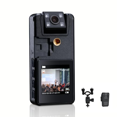 Hoestr 59GB Body Camera, 3000mAh Body Cam mit IR Nachtsicht, 1296P Camcorder Ideal für Zivilisten Wanderer Radfahrer
