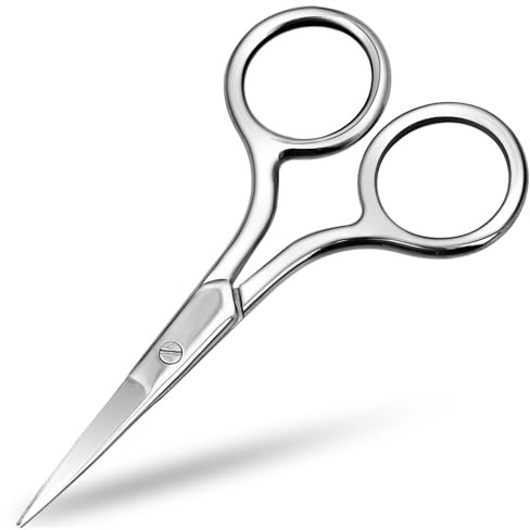 Ciseaux à sourcils multi-usages – Mini ciseaux en acier inoxydable pour cheveux, cils, poils de nez, perruque en dentelle – Petite pince droite pour la coupe du visage, le maquillage et la beauté
