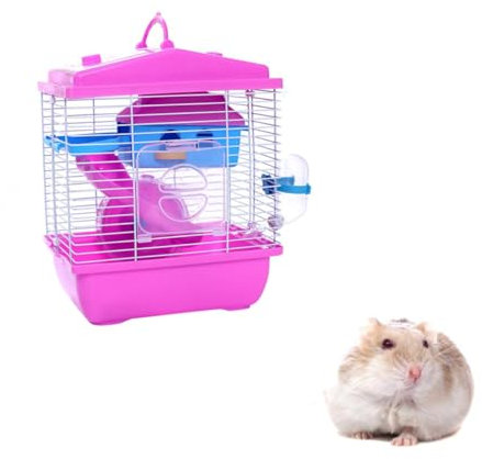Supvox Doppelstöckiger Hamsterkäfig Aus Acryl Tragbares Haustierhaus Für Kleine Tiere Chinchilla Und Zwerghamster-Villa Mit Laufrad Und Wasserdichtem Trinkbehälter