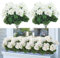 Laelfe 4 Pcs Geranios Artificiales Exterior, Ramo de Geranios Flores Artificiales para Exterior Interior Hogar Jardin Patio Balcón Maceta Colgante Decoración de Mesa (Blanco, 4 Pcs)