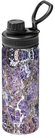 Isolierte Wasserflasche mit Marmor-Aufdruck, 400 ml, Edelstahl, Sport-Trinkflasche für Reisen, Fitnessstudio