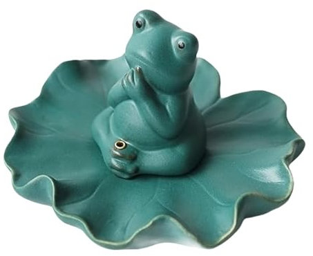 Sharplace Porte-encens en porcelaine, petite grenouille, porte-bâton, cadeau de Thanksgiving, brûleur d'encens, Statue d'animal