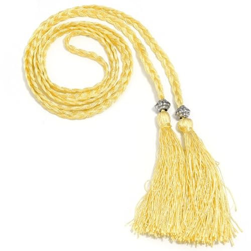 Wambere 1 Stück Damen Geflochtener Taillengürtel Fransengürtel Taillenseil Kordel Gürtel Dünner Quaste Geflochten Quastegürtel Gürtel Gewebte Quaste Kette Gürtel für Frauen Kleider,Gelb