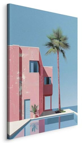 murando - Wandbilder XXL Summer Vibes 80x120 cm 1 tlg - Wand Deko Leinwand Bilder Groß Wanddeko Wohnzimmer Schlafzimmer Kunstdrucke - Sommerstimmung Feiertage Sommer Palme Blau d-H-10042-b-a