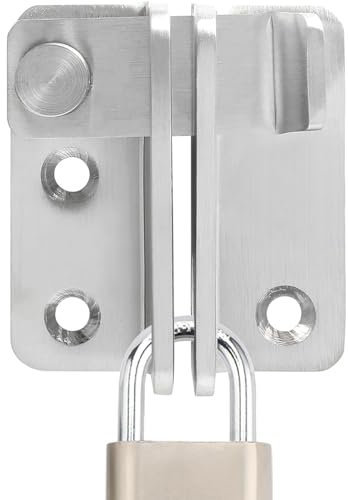 Litensh Verrou Porte Coulissante Serrure Volet Loquet Porte Verrou Portail à Bascule Boulon avec Vis pour Porte Fenêtre Placard et Jardin Acier Inoxydable (Argenté, Left Open L)