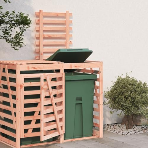 Bulliing Wheelie Bin Storage Extension Solid Wood Douglas,Garden Wheelie Bin Hideaway Waste Bin,Storage Shed w/Locking Doors Assisted lift up Lid easy use Outdoor Hygienic Dustbin Unit Cover Steel wit