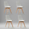 JZGORC Lot de 4 Chaises de Salle à Manger Rembourrées - Dossier Transparent, Style Simple et Moderne - Pieds en Hêtre, Cuir PU Blanc