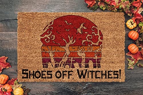 Traqunn Halloween Shoes Off Witches,Door Mat,Welcome Mat,Front Door Mat,Outdoor Mats,Funny Doormat,Fall Welcome Mats 30X18 In