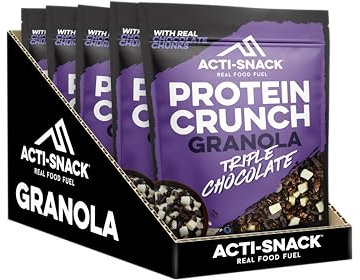 ACTI-SNACK High Protein Triple Chocolate Granola - 5 X 350g Packs - Protein Granola | High Protein Cereals Breakfast | Low Sugar Granola - High Fibre Granola Cereal