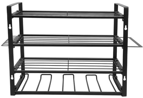 TOPINCN 4 Layer Power Tool Organizer Wall Mount with 8 Drill Holder, Heavy Duty Storage Rack for Garage, Cordless Drill Hanger Battery Tools Shelf, Workshop Pegboard, Shed Organization