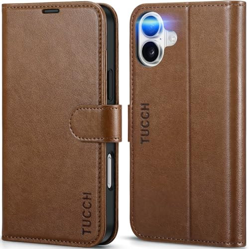 TUCCH Case for iPhone 16 Plus (6.7) 2024 5G, Magnetic PU Leather Wallet Folding Case with[Viewing Stand]Folio Cover[Shockproof TPU][RFID Blocking][Card Holders]Compatible with iPhone 16 Plus, Brown