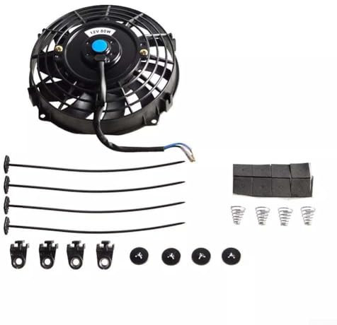 Zilimontt General car condensing fan 12V 80W 7 inch ultra-thin engine fan radiator cooling fan kit 10 blades Black Engine Cooling Fan