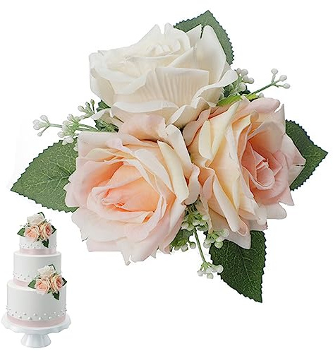 Rose Cake Toper, Blumenkuchen -Topper künstliche Rosenkuchen Dekorationen Lady Kuchen Topper für Hochzeit Brautdusche Jubiläumsgeburtstagsfeier