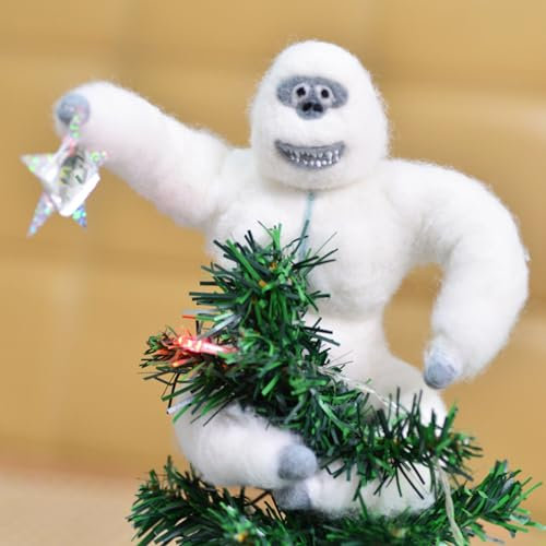 Christmas Abominable - Puntale per albero di Natale con pupazzo di neve, mostro di neve con sorridente, divertente puntale per albero di Natale per feste e decorazioni per la casa (stile B, taglia