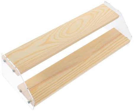 VOSAREA Holz Riser Display Stand Für Schmuck Und Sammlerstücke Zweilagig Rustikales Design Für Figuren Und Kosmetikpräsentation