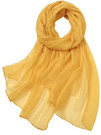 Leichter Damen-Schal, Sommer, lässig, bunt, mehrfarbig, einfarbig, Chiffon, dünn, regulär, Seidenschal, Schal, Schal, gelb, One size