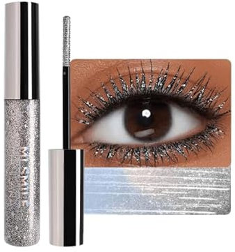Lilbitty Glitzer Mascara Silber, Wasserfeste Glitzer Wimperntusche Mit Hochpigmentierter Formulierung, Langanhaltend Und Nicht Verwischend, Für Individuelle Augen Make-Up Looks