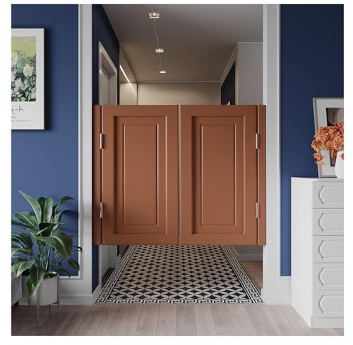 Saloon Porte Battante, Saloon Persiennes, Portes battantes en bois marron avec tousles accessoires, panneau d'entrée pliant rustique for cuisine, salon d'entrée(W120cmxL90cm (47.2inx35.4in))