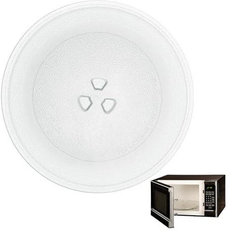 Plato microondas universal cristal 24,5 cm, plato giratorio microondas repuesto en forma de Y con 3 fijadores integrados, platos cristal microondas con soporte giratorio compatible con base circular