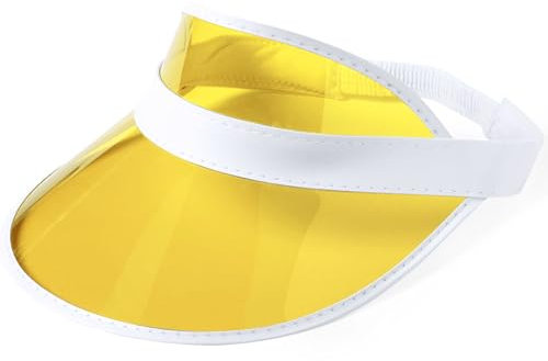 noTrash2003 Sunvisor - Parasole con visiera in PVC trasparente, protezione UV, regolabile, unisex, accessorio per feste estive, vacanze, festival, 4 colori, giallo., Taglia unica