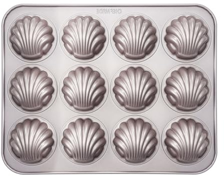 LOVEHARBOR Moule à madeleine en acier au carbone anti-adhésif à 12 cavités pour la cuisson