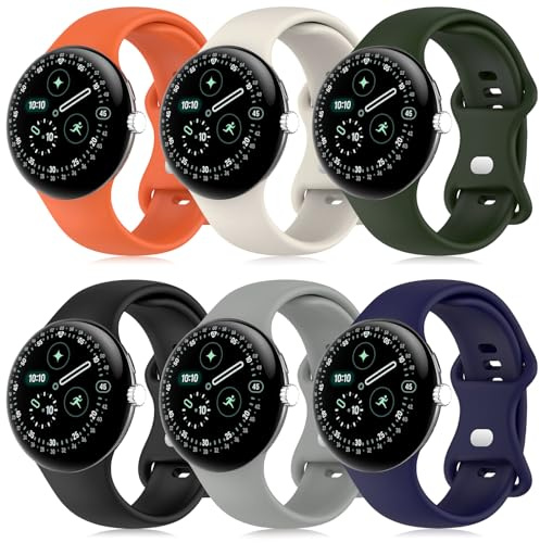 SenMore 6 Piezas Correa Compatible con Google Pixel Watch 3 45mm/Watch 4 45mm, Ajustable Accesorio de Reloj de Repuesto para Smartwatch.