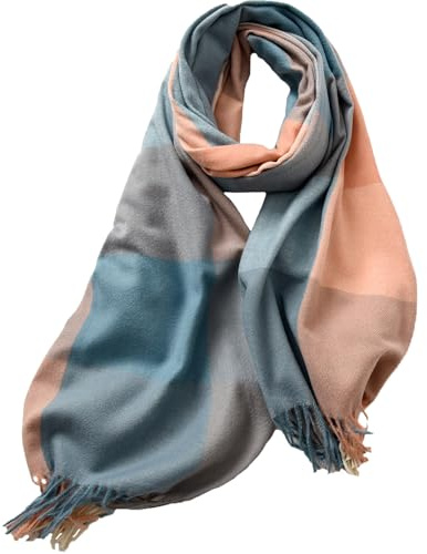 Lykofudi Schal Damen - Winter Warm Karierte Schals, Große Weiche Dicke Tücher Und Wraps Winterschal Damenschal Frauen Deckenschal Halstuch Mit Quasten 200×65 CM