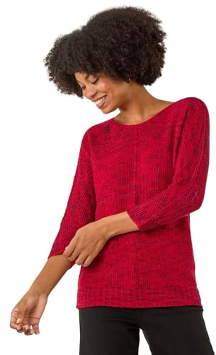 Roman Originals Textured Knit Jumper for Women UK - Ladies Everyday Autumn Winter Round Neckline Comfy Soft Evening Vacation Work Party Night Out