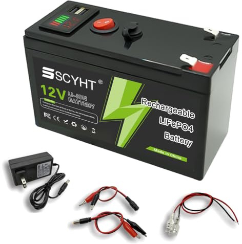 SSCYHT Batteria al litio 12V 12Ah 15Ah Batteria LiFePO4 10Ah Batterie rimovibili 12V Batterie agli ioni di litio per pannelli solari per motori inferiori a 180W con porta USB,12v6ah