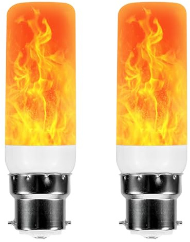 2 Pcs LED Flame Light Bulb, 5w B22 Flickering Light Bulb, Flame Effect Lights Bulbs 4 Lighting Modes, Personalized Decorations Suitable for Bedrooms, Living Rooms, Gardens, Dining Rooms, Parties