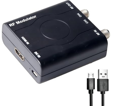 PUSOKEI Modulador HDMI a RF HDM61, Adaptador Convertidor HDMI a Coaxial con Control PAL 1080P, Admite Salida de Formato NTSC, para Consola de Juegos de TV Doméstica