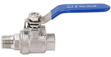 Jiawu Kugelhahn, 3 8 Zoll 16 Kg 304 Edelstahl-Kugelhahn mit Vollem Durchgang, BSPT- mit Außengewinde für Wasser, Meerwasser, Luft, Öl, Dampf, Medien