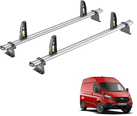 Van Guard Roof Rack for Ford Transit Custom (2013-2024) 2 Aluminium Roof Bars with Loadstops [Only suitable for GEN1 with High (H2) Roof] - UltiBar Plus - VG308-2