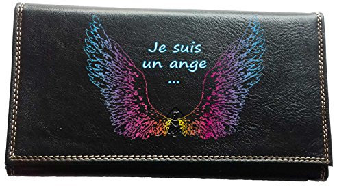 Compagnon Porte Chequier Portefeuille Porte Carte Porte Monnaie Noir Je suis Un Ange