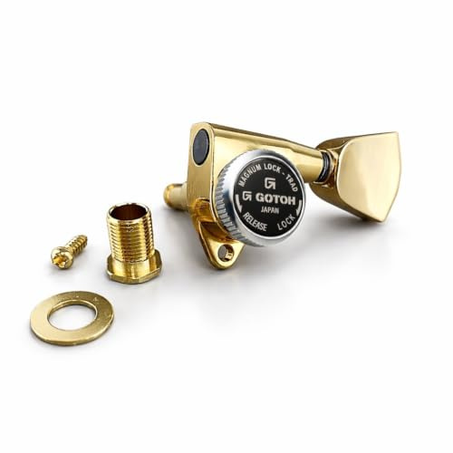 Gotoh Magnum Lock-Trad 3+3 Guitar Tuners with Keystone Knobs, Gold