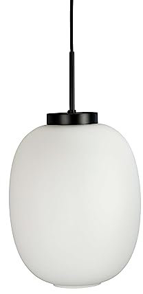 Dyberg Larsen - Opal/Black - DL39 - Hanging Pendant - Made of Opal Glass and Black Metal - Opal/Black - for Indoor use - E27/60W - Danish Design - Modern - Light