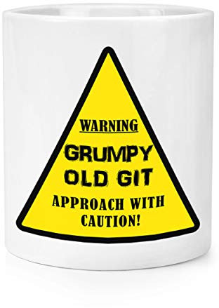 Warning Grumpy Old Git Yellow Makeup Brush Pencil Pot