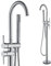 Rozin Badewannenarmatur Freistehende Badewanne Armatur Chrom Messing 360 Grad Schwenkauslauf Badewannenarmatur mit Handbrause Schlauch Wasserhahn Bodenmontage