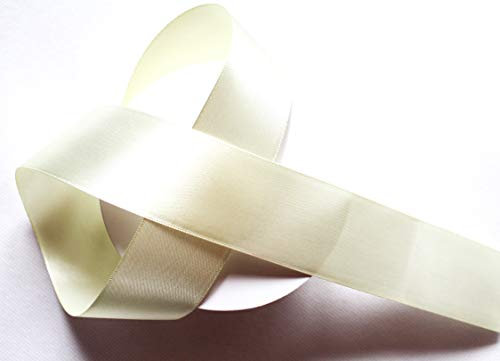 CaPiSo 22m 40mm Satinband 4 cm Dekoband Weihnachten Schleifenband Geschenkband Dekorationsband (Creme-Ecru)