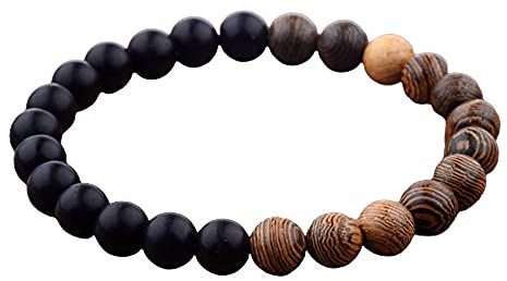 EXINOX Bracciale tibetano in perle di legno di sandalo, bracciale tradizionale buddista, One Size, Legno