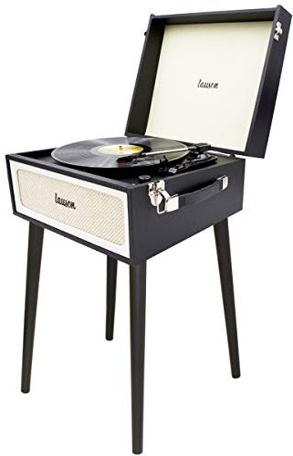 Lauson YT077 Tocadiscos Retro con Bluetooth | Función Encoding PC-Link | Tocadiscos Vinilo Vintage con Patas | Altavoces Incorporado 3 Velocidades (33/45/78 RPM) | USB Lector SD (Negro)