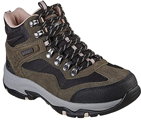 Skechers Damen Trego Base Camp Wanderstiefel, Olive Suede Back Textile Dark Natural Trim, 41 EU