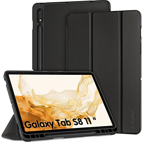 EasyAcc Custodia Compatibile con Samsung Galaxy Tab S8 2022/Samsung Galaxy Tab S7 2020 11 Pollici– Ultra Sottile con Funzione Auto Sleep/Wake funzione Stand Slim in pelle PU Custodia, Nero