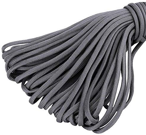 King of Trade Paracord 550 Fallschirmschnur Schnüre Nylonleine 4 mm stark, 5 m lang Farbe grau