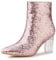 Allegra K Women's Clear Block Heel Glitter Ankle Boots, Rose Gold, 5 UK