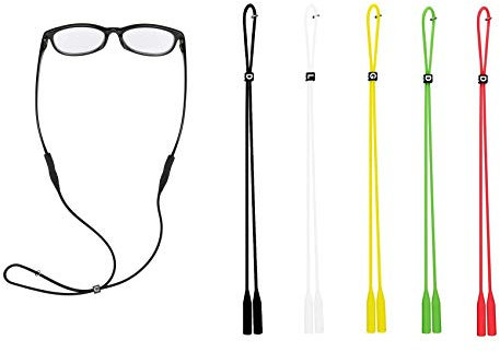Rpanle Cinturino per Occhiali, 5 Pezzi Cordoncino Regolabile per Occhiali in Silicone, per Sport e Attività all'aperto (Multicolore)