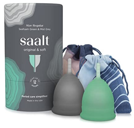 Saalt Twin Pack - Reusable Medical-Grade Silicone Period Cup - Wear for 12 Hours - Saalt Soft & Original Firmness (Regular)