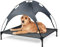 RELAX4LIFE Hundeliege, Hundebett mit Baldachin, Haustierbett für Indoor Outdoor Garten, Hundehütte aus atmungsaktivem Textilene, Liegeplatz für Haustiere Hunde bis 60 kg, grau (105 x 87 x 89 cm)