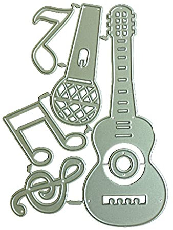 DUESI Matrices de découpe en métal exquises pour microphone, guitare, combinaison musicale, puzzle, gaufrage, couteau, emporte-pièce, pochoir